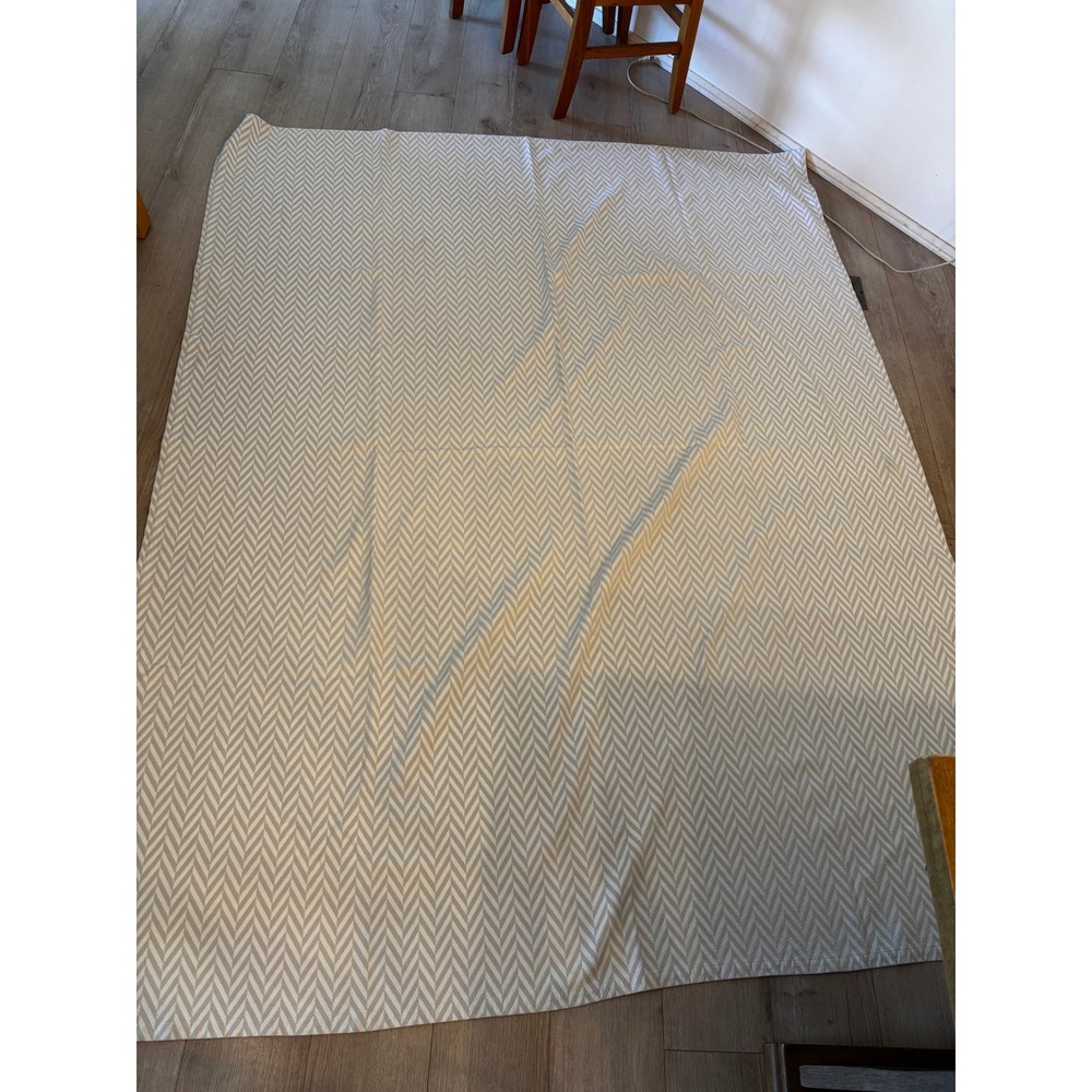 Garnet Hill Cotton Herringbone Blanket Sage White‎ Twin Bedspread
